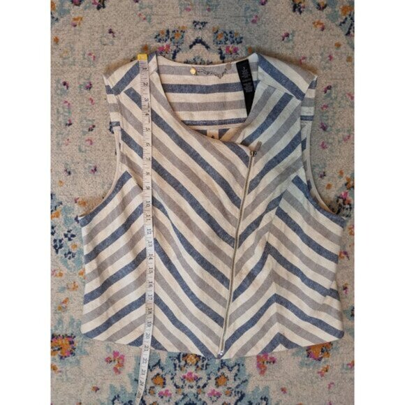 Chico's Black Label Zip Striped Vest in‎ Blue Combo - 2 - Picture 7 of 10